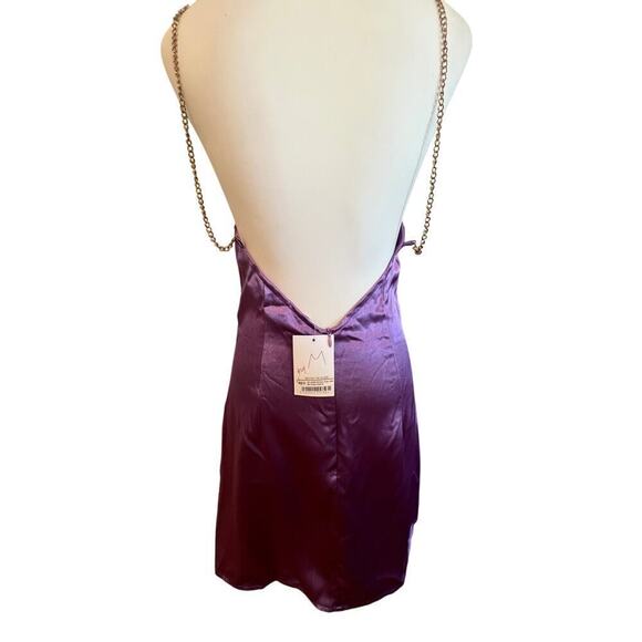 PRETTY GARBAGE NWT HALTER DRESS ADJUSTABLE CHAIN STRAP LAVENDER WOMEN SIZE SMALL - Picture 2 of 7